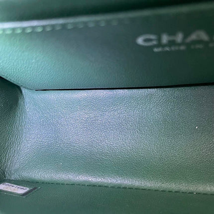 Chanel Classic Flap Mini 2019 Green Lambskin Leather Silver Hardware