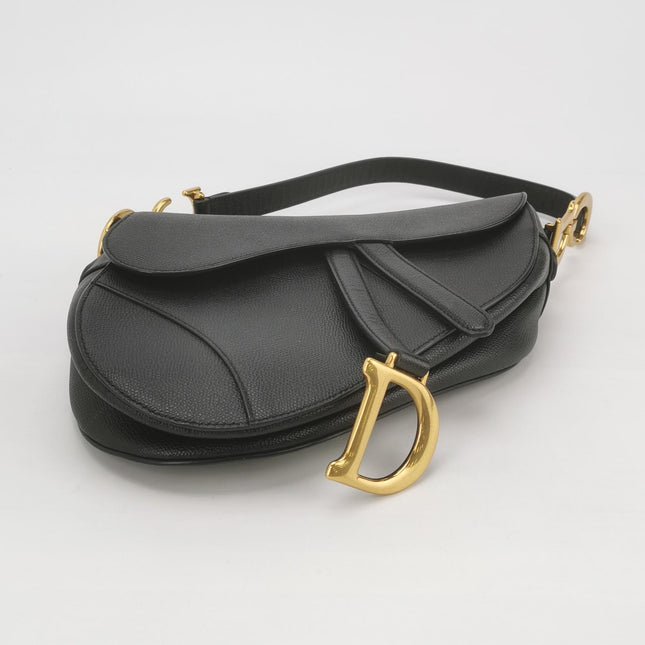 Dior Saddle 2019 Medium Grained Calfskin Leather Bag Black