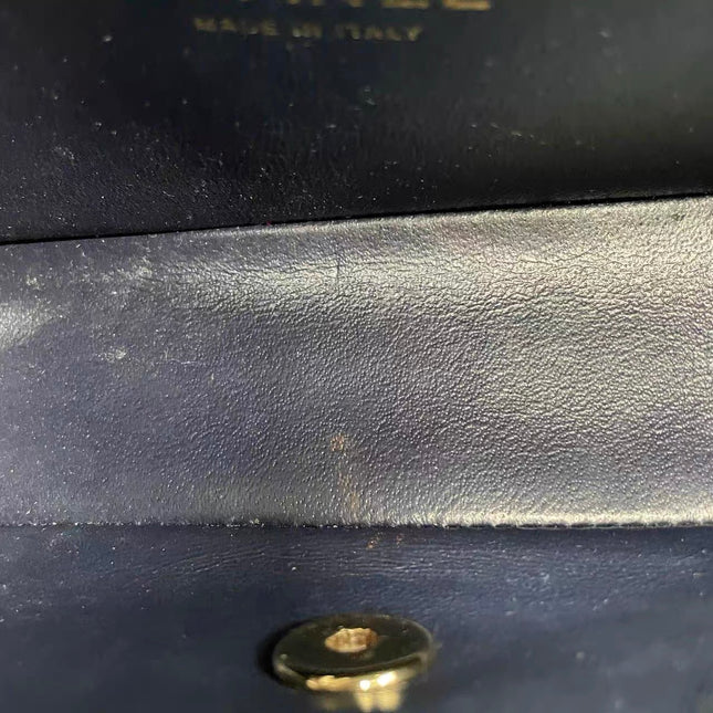 Chanel Classic Flap Mini Rectangular Navy Lambskin Leather Gold Hardware Microchip