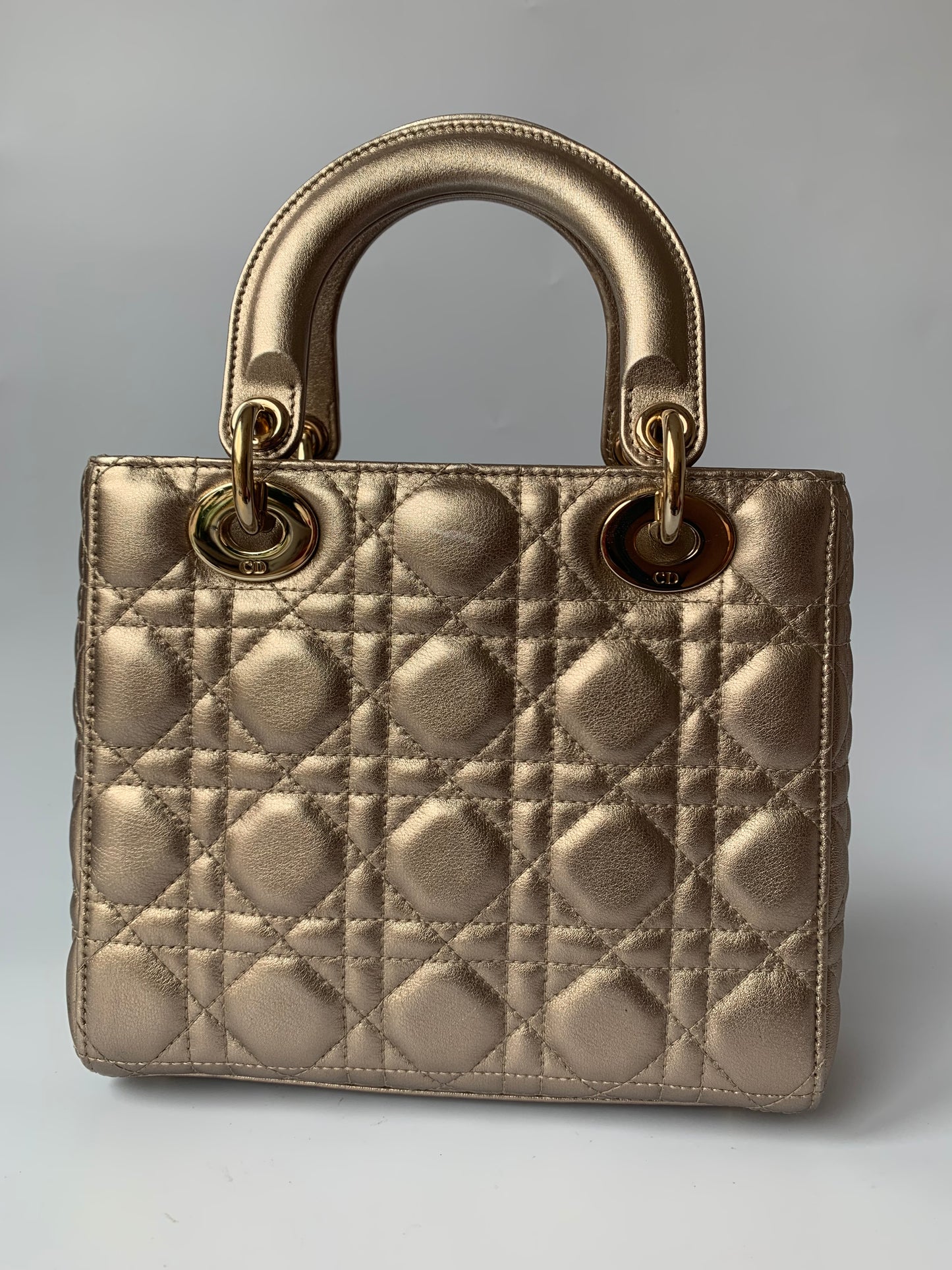 Sold Lady Dior ABCdior Small Champagne Gold and Metallic Cannage Lambskin Handbag