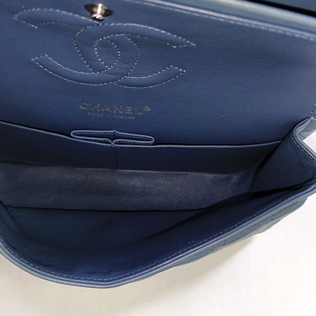 Chanel Timeless Classic Flap Medium Misty Blue Lambskin Leather Silver Hardware, 2012