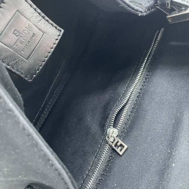 FENDI Baguette Vintage Black Cloth Silver Hardware