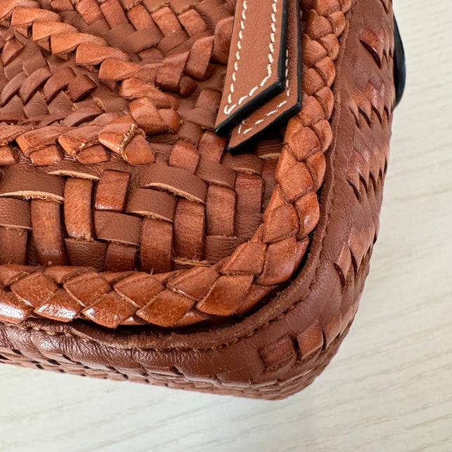 Sold Loewe Puzzle Small Leather Woven Caramel Tan Crossbody Bag