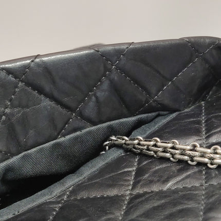 Chanel 2.55 Black Shiny Calfskin leather Tote Bag