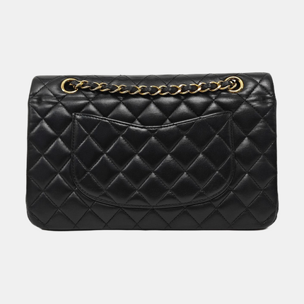 Chanel Timeless Classic Flap Medium Black Lambskin Leather Gold Hardware