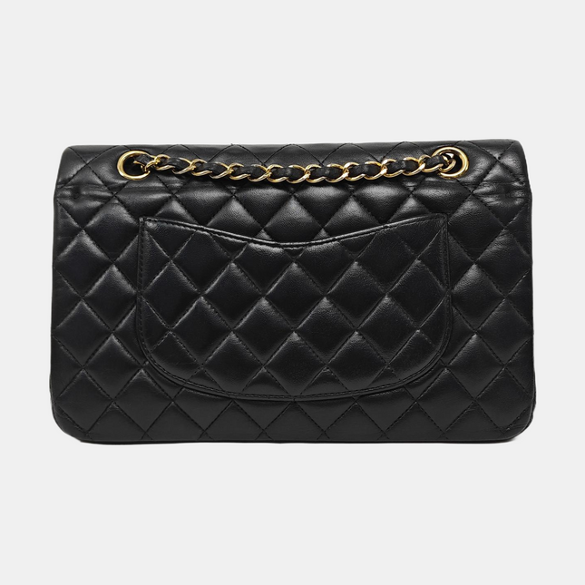 Chanel Timeless Classic Flap Medium Black Lambskin Leather Gold Hardware