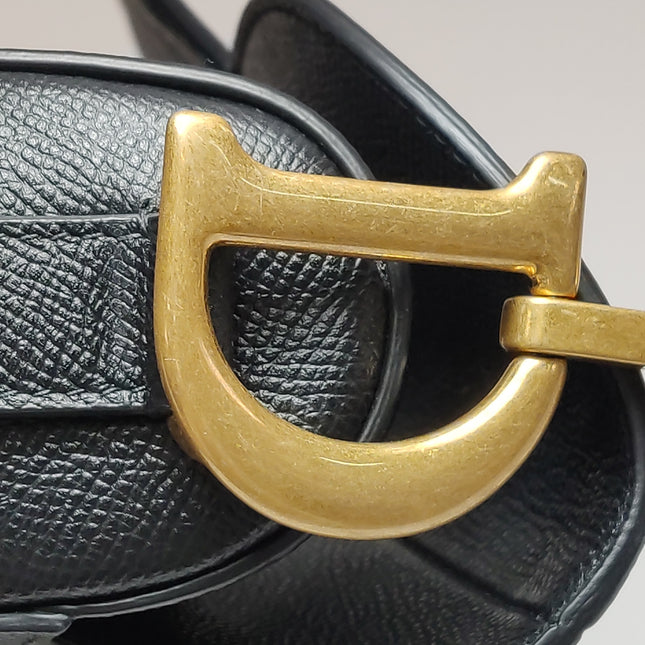 Dior Saddle 2020 Medium Grained Calfskin Leather Bag Black