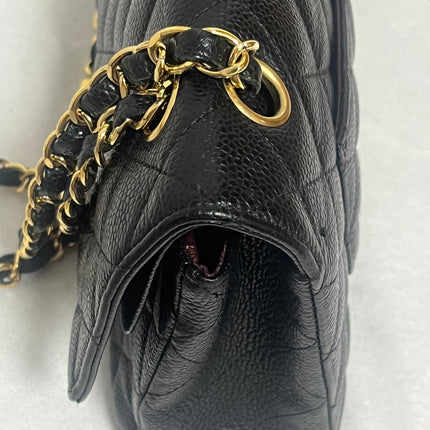 Chanel Classic Flap Medium Black Caviar Leather Double Flap Gold Hardware