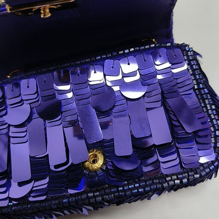Fendi Nano Baguette Charm Purple Sequins with Chain