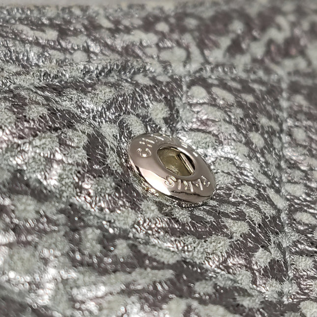 Chanel 2.55 Mini Chevron Stitching Silver Patterned Calfskin Leather Silver Hardware Flap Crossbody Bag