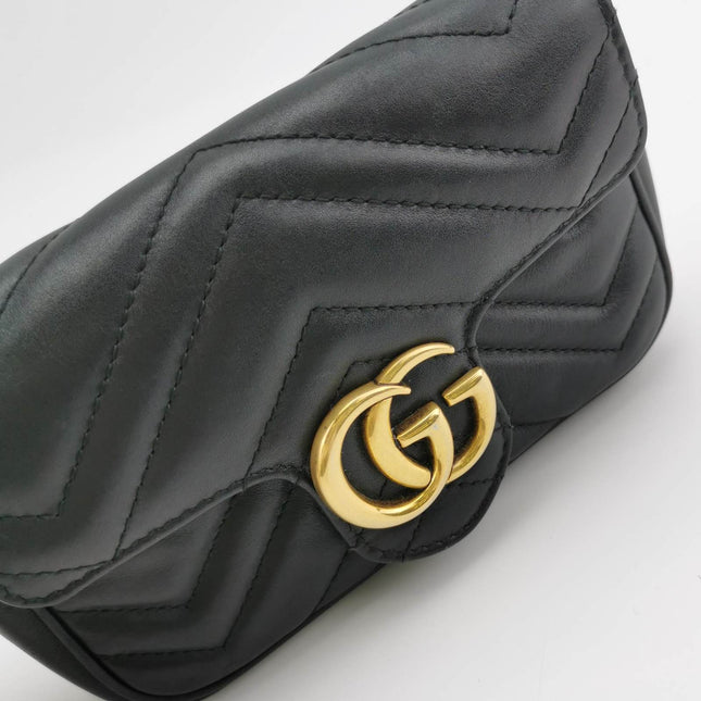 Sold Gucci Marmont Super Mini Flap Leather Bag Black Leather