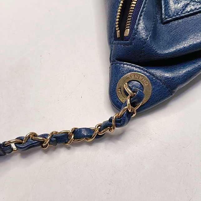 Chanel Belt Bag Navy Shiny Calfskin Skin Leather Gold-tone Hardware