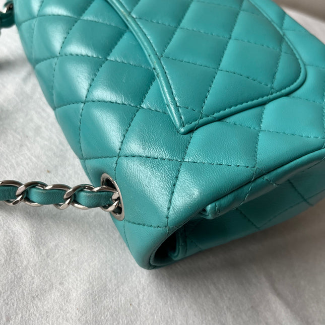 Chanel Classic Flap Mini Blue Lambskin Leather Gold Hardware 2014