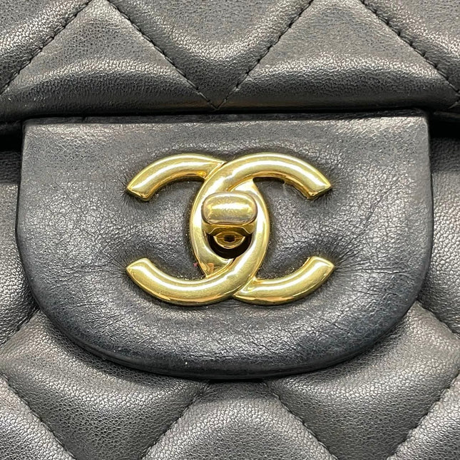 Chanel Classic Flap Jumbo Black Lambskin Leather Single Flap Gold Hardware 2010-11