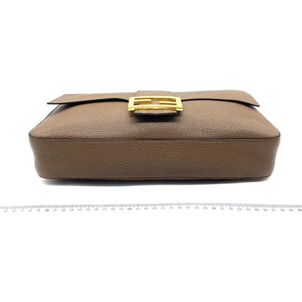 Fendi Baguette Selleria Calfskin Leather Crossbody Bag Large Brown