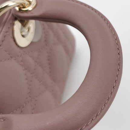 Sold Lady D-Joy Micro Handbag Dark Nude Beige Lambskin Cannage Leather No Strap