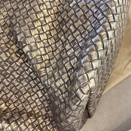 Bottega Veneta Cabat Large Intreccio Deerskin Leather Tote Bag Gold