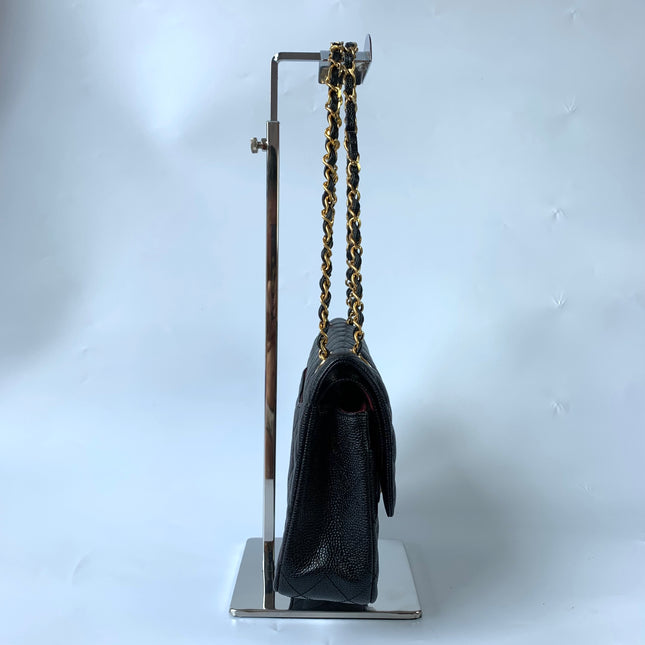 Chanel Classic Flap Medium Black Caviar Leather with 24k Gold Hardware, Pre-2010