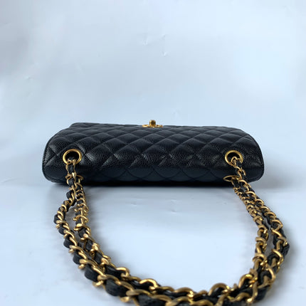 Chanel Classic Flap Medium Black Caviar Leather with 24k Gold Hardware, Pre-2010