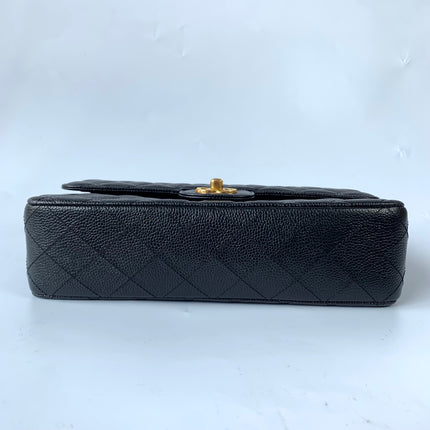 Chanel Classic Flap Medium Black Caviar Leather with 24k Gold Hardware, Pre-2010