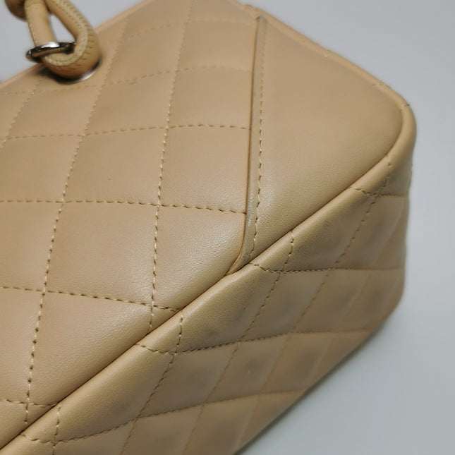 Chanel Cambon Small Shoulder Bag Beige Calfskin Leather Double Strap