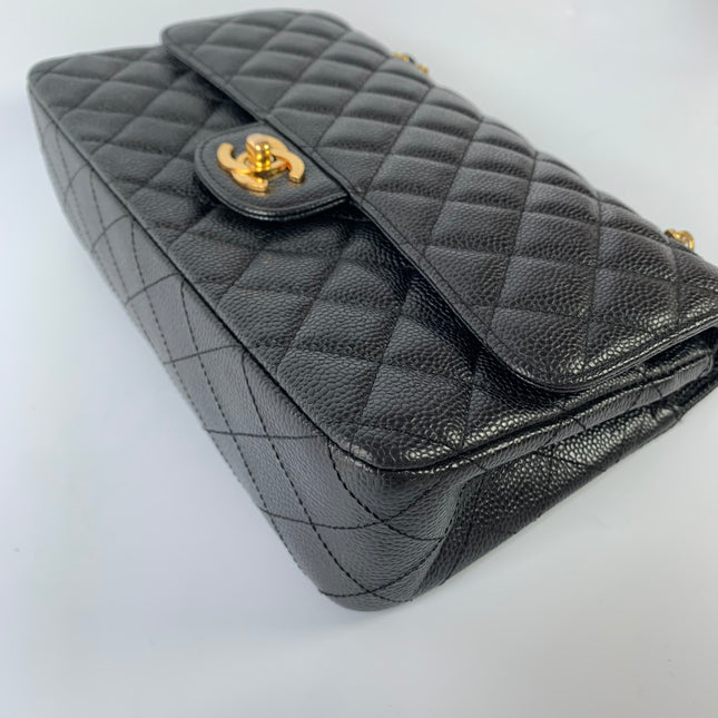 Chanel Classic Flap Medium Black Caviar Leather with 24k Gold Hardware, Pre-2010