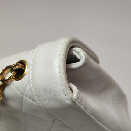 Chanel Diana CC Flap Bag Small Vintage White Lambskin Leather with 24k Gold HW, 1989-1991