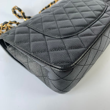 Chanel Classic Flap Medium Black Caviar Leather with 24k Gold Hardware, Pre-2010