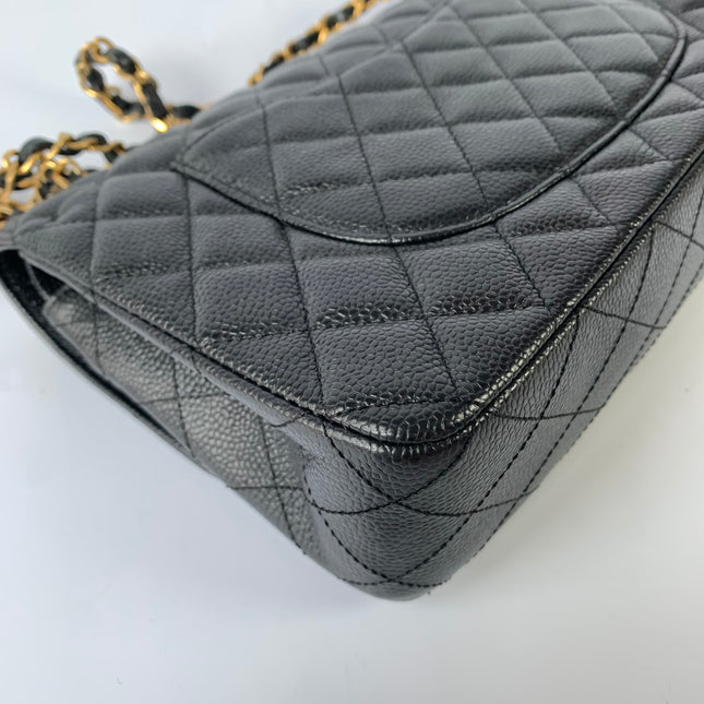 Chanel Classic Flap Medium Black Caviar Leather with 24k Gold Hardware, Pre-2010