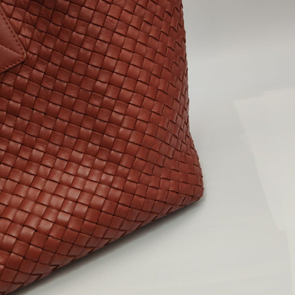 Bottega Veneta Cabat Large Intreccio Leather Tote Bag Brick Red 41cm