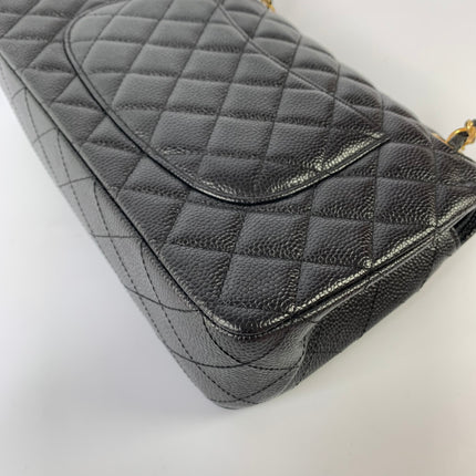 Chanel Classic Flap Medium Black Caviar Leather with 24k Gold Hardware, Pre-2010
