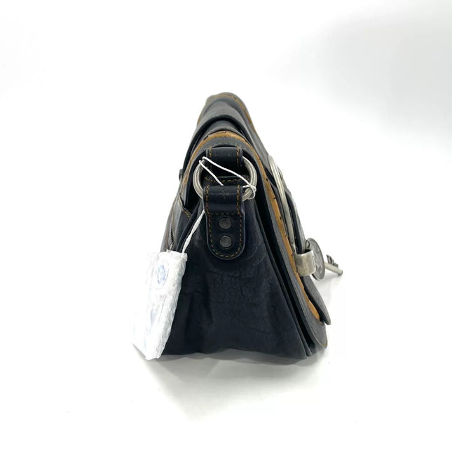 Sac bandoulière Dior Vintage Gaucho mini en cuir noir