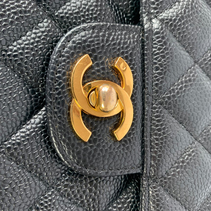 Chanel Classic Flap Medium Black Caviar Leather with 24k Gold Hardware, Pre-2010