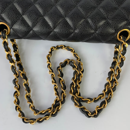 Chanel Classic Flap Medium Black Caviar Leather with 24k Gold Hardware, Pre-2010