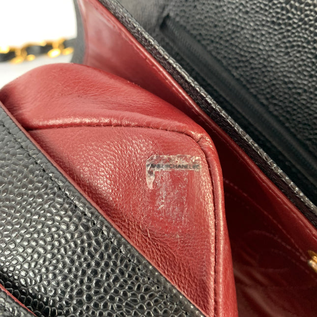 Chanel Classic Flap Medium Black Caviar Leather with 24k Gold Hardware, Pre-2010