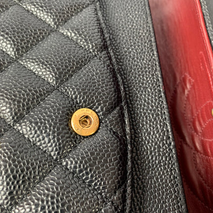 Chanel Classic Flap Medium Black Caviar Leather with 24k Gold Hardware, Pre-2010