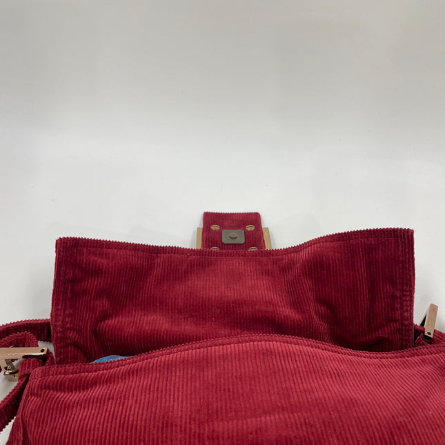 FENDI Baguette Vintage Red Corduroy Shoulder Bag