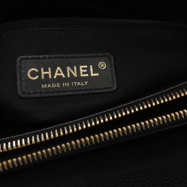 Chanel PST Petite Shopping Tote Black Caviar Leather CC Logo Gold Hardware 2012-13