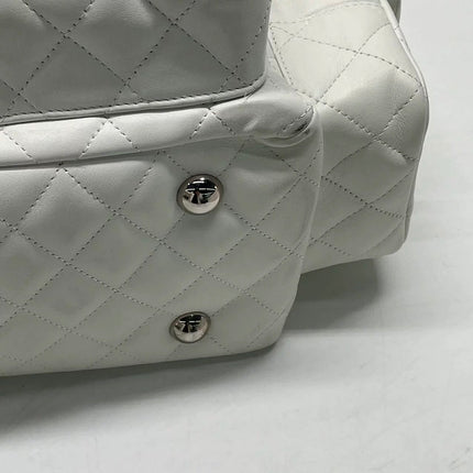 Chanel Cambon Multi-pocket Ligne Reporter Bag Large White Calfskin Leather
