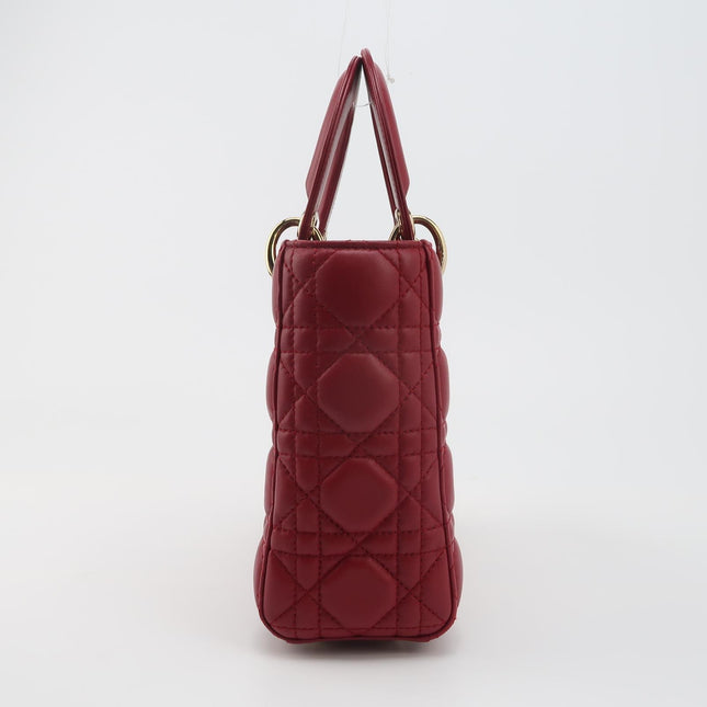 Lady Dior Small My Abcdior Burgundy Lambskin Cannage Leather Gold Hardware 2017