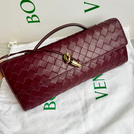 Bottega Veneta Andiamo Clutch Small Burgundy Handbag-Luxbags