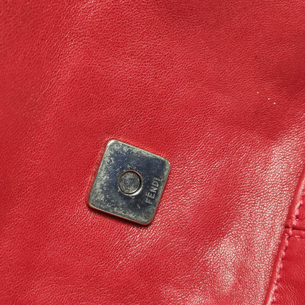 Fendi Mamma Baguette Red Lambskin Leather Silver Hardware