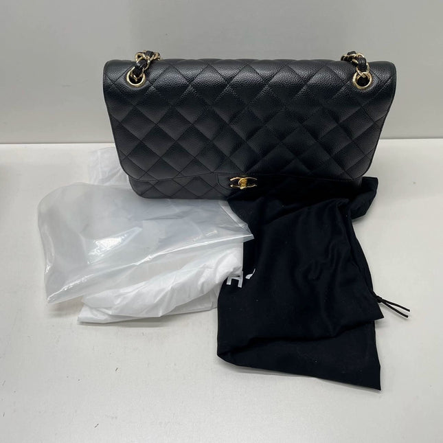 Chanel Classic Flap Jumbo Black Caviar Leather Double Flap with Gold Hardware, 2012