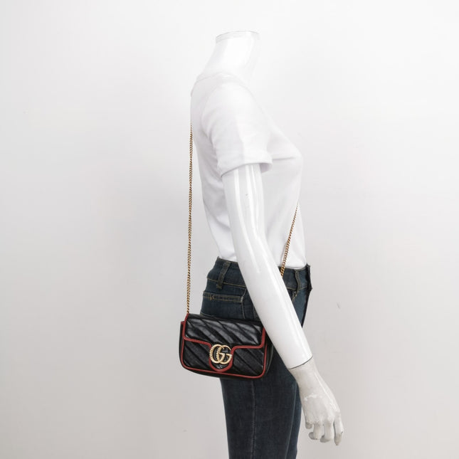 Sold Gucci Marmont Super Mini Flap Leather Bag Black Leather