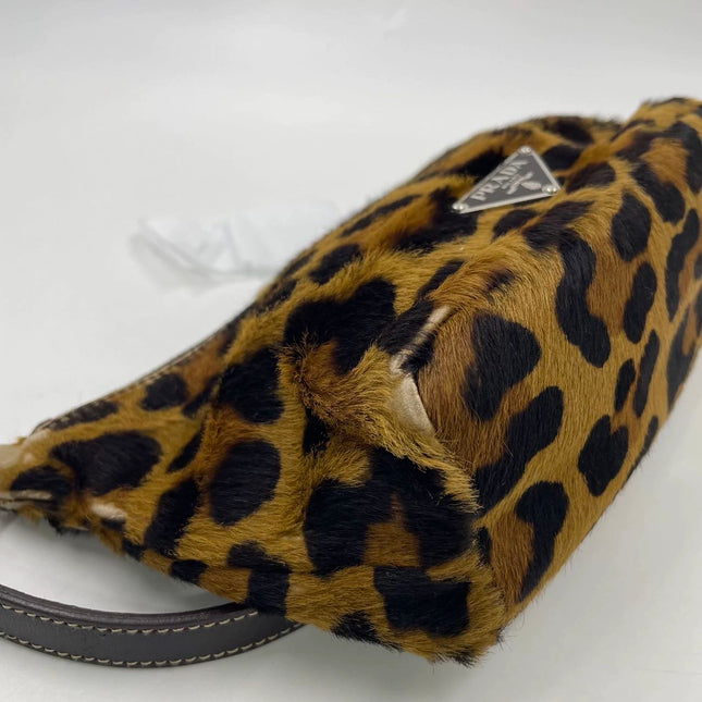 Prada Leopard Print Pony-style Calfskin Mini Clutch