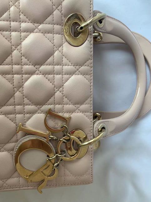 Sold Lady Dior Pink Cannage Leather Medium