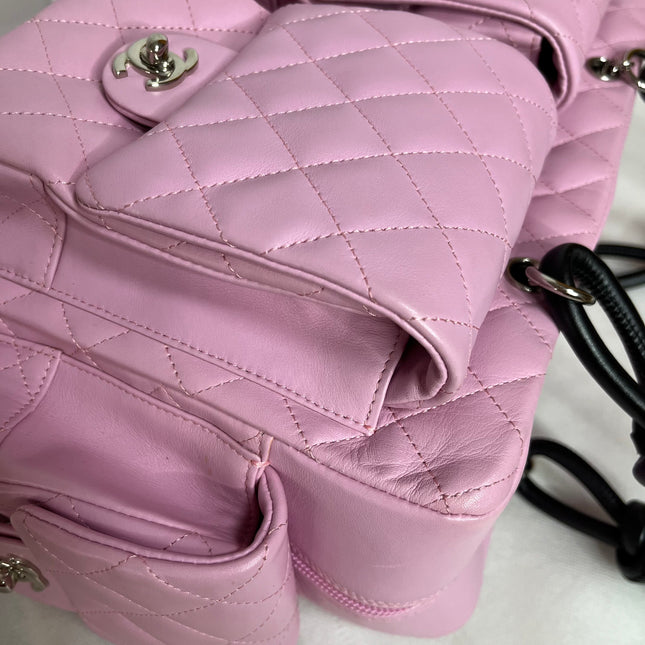 Chanel Cambon Large Pink Calfskin Leather Double Strap Handbag