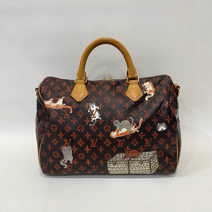 Louis Vuitton Speedy 30 Bandouliere Limited Edition Grace Coddington Catogram Brown