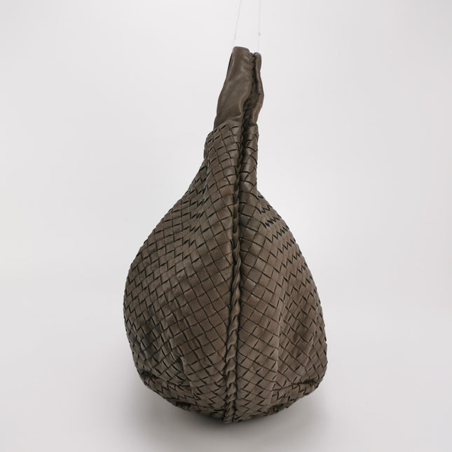 Bottega Veneta Belly Hobo Intreccio Leather Grey Large 54cm