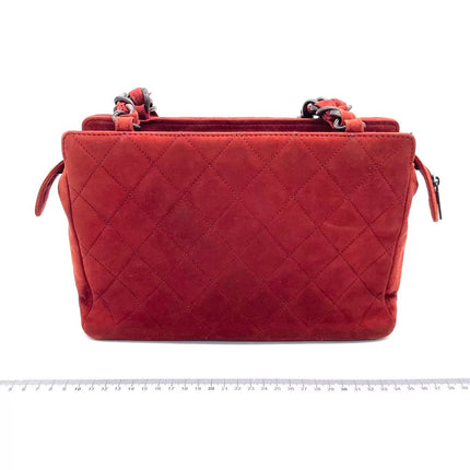 Chanel Vintage Shoulder Bag Burgundy Suede Leather Gunmetal Hardware 2000-02